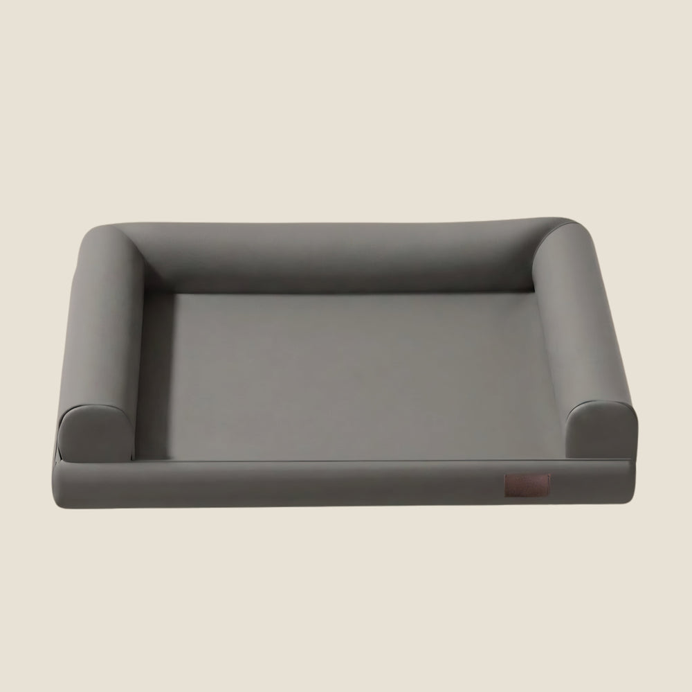 Faux Leather Orthopedic Bolster Dog Bed