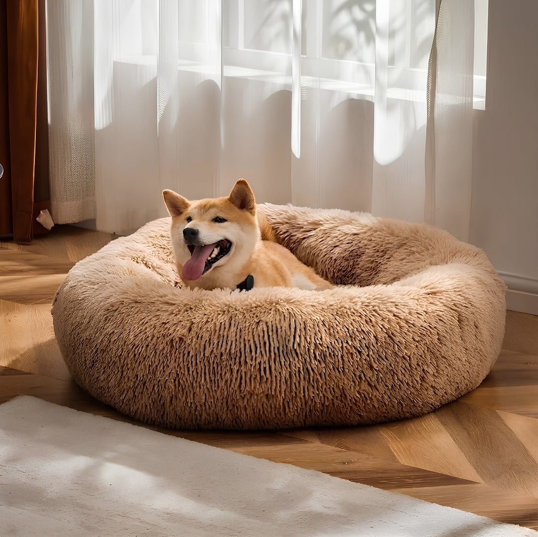 Plush Calming Donut Dog Bed