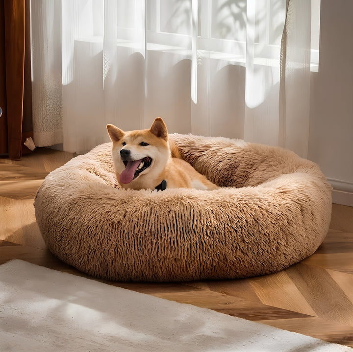 Plush Calming Donut Dog Bed