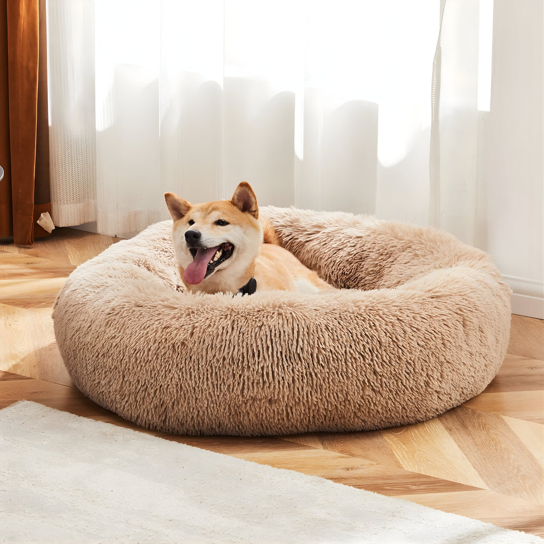 Plush Calming Donut Dog Bed